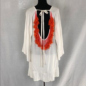 Beaded Tassel Open Back Dress